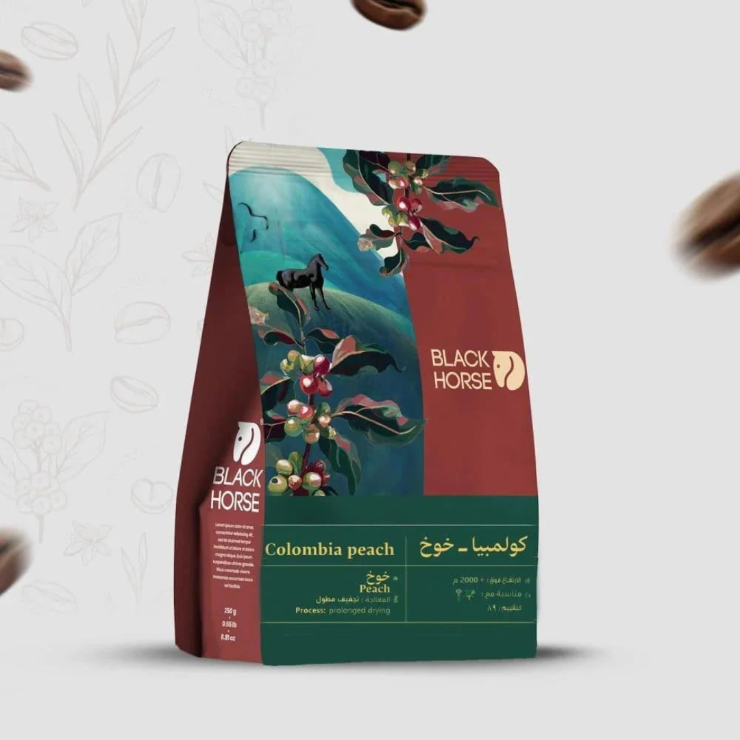Black Horse Colombia Peach omni roast specialty coffee beans by Not Just Beans ☕