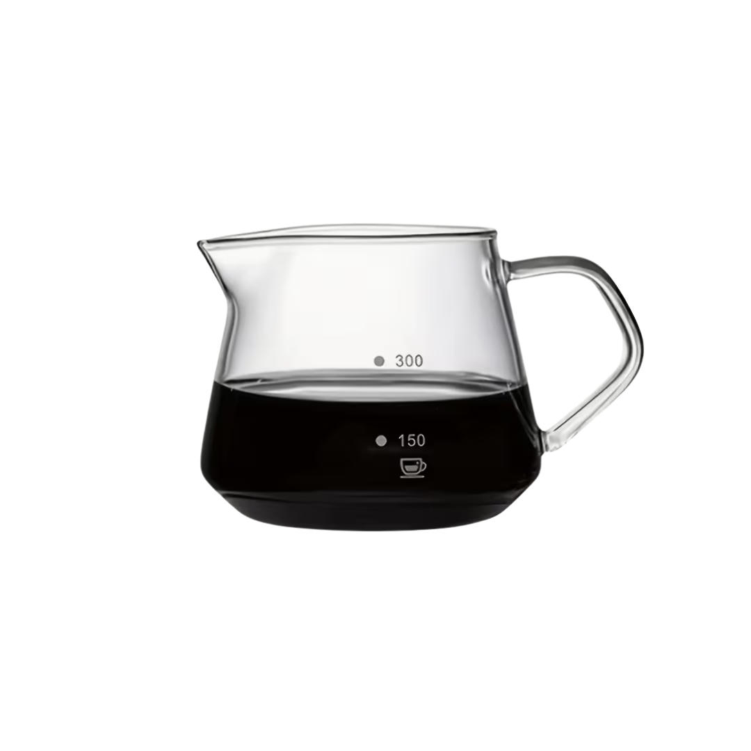 Glass Coffee Server 300ml – V-Shaped Spout with Scale (Clear)