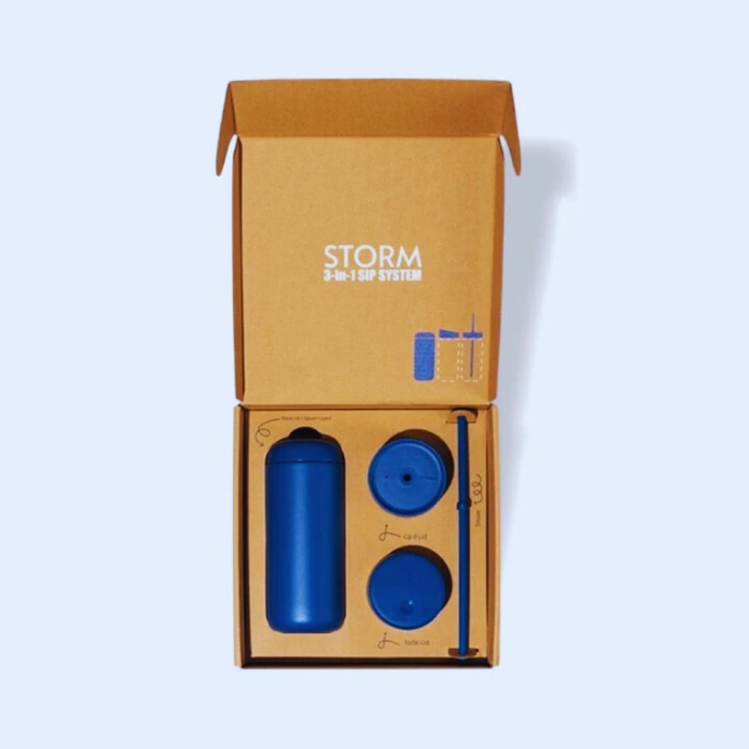 Storm Carter mug stone blue 16oz insulated coffee mug by Not Just Beans ☕