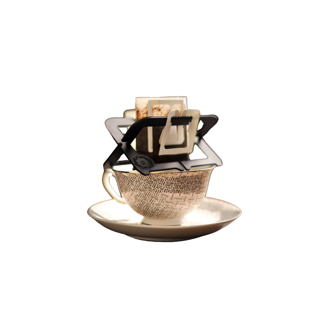 Akwah drip bag coffee holder for pour over brewing by Not Just Beans ☕