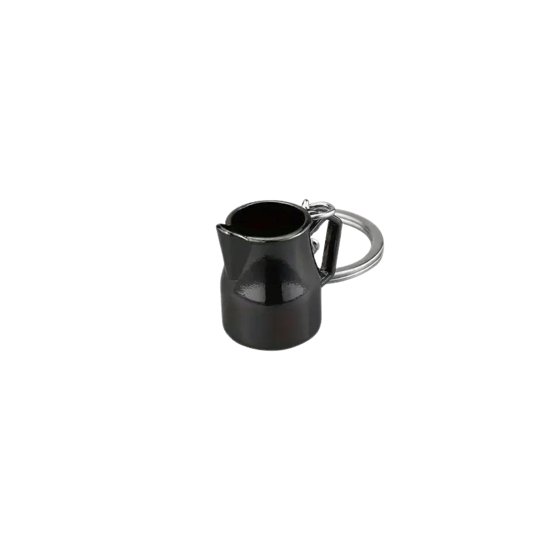 Black milk pitcher coffee tools keychain accessory by Not Just Beans ☕🔑