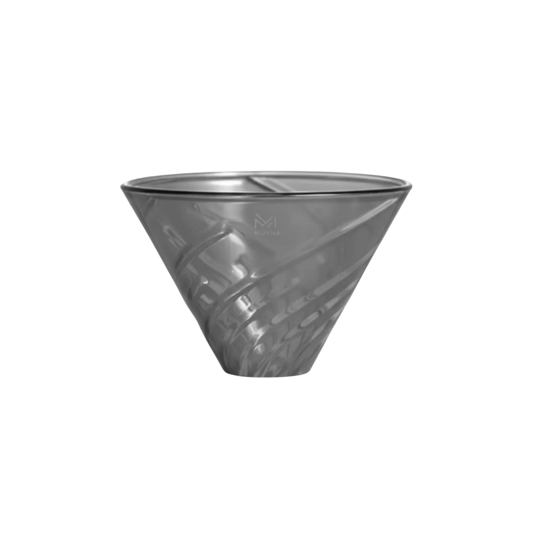 Muvna V60 glass coffee dripper black for pour over brewing by Not Just Beans ☕