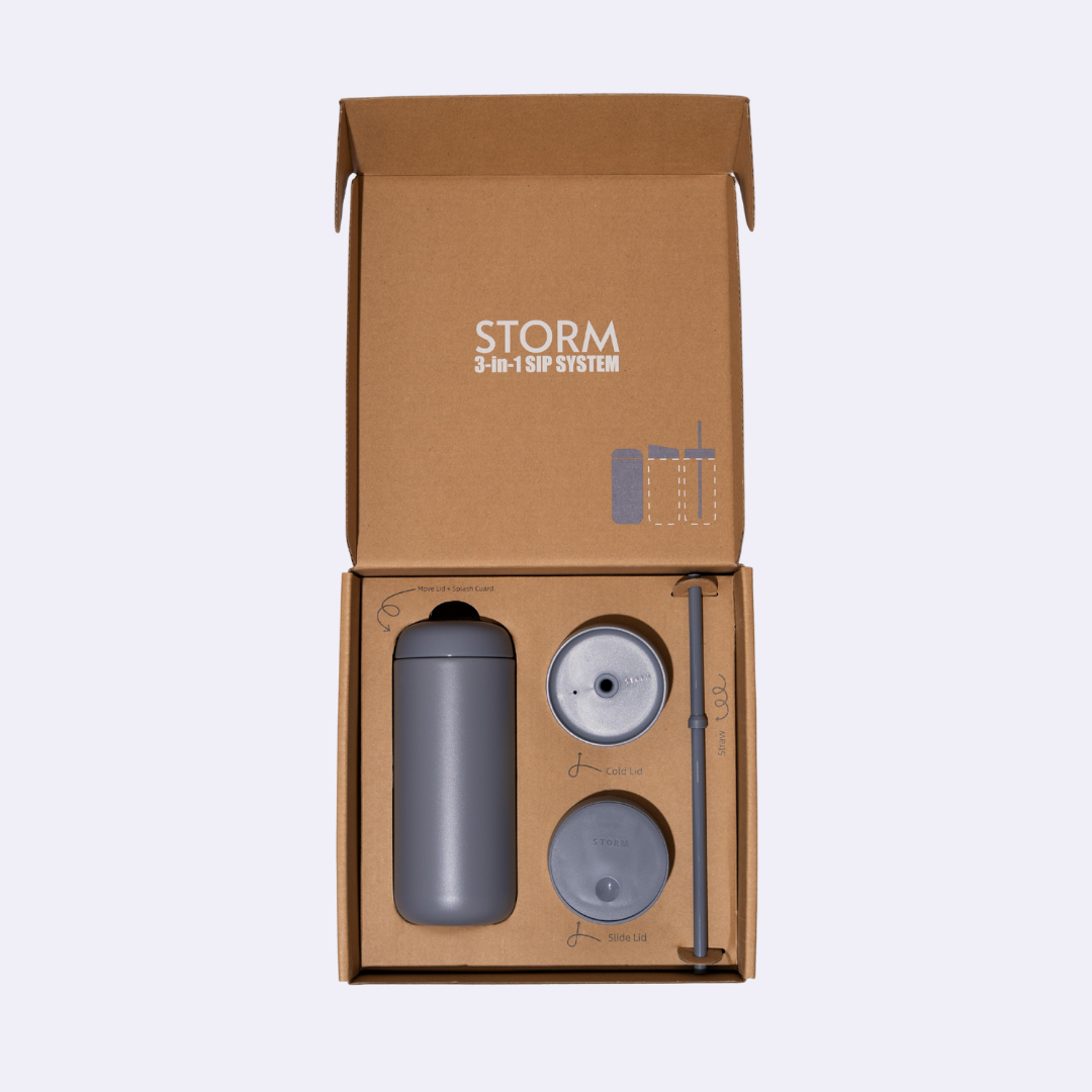 Storm Carter mug slate gray 16oz insulated coffee mug by Not Just Beans ☕