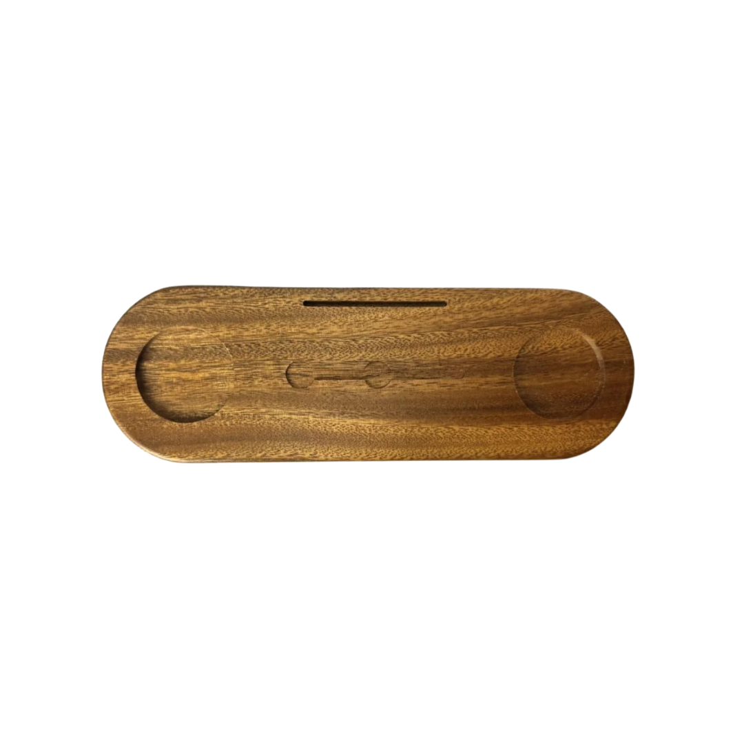 Luxury Wooden Espresso Tray — Natural Light Finish